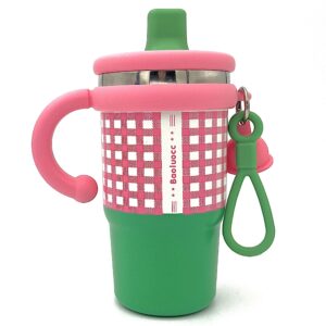 تراول ماگ دسته دار چهارخونه صورتی