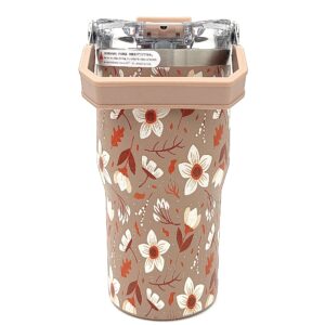 تراول ماگ دسته دار گلدار قهوه ای