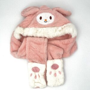 کلاه و شال گردن ملودی صورتی