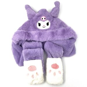 کلاه و شال گردن پشمی کرومی یاسی