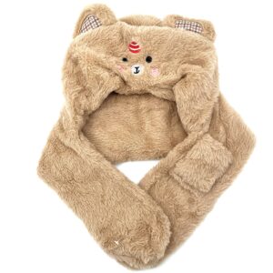 کلاه و شال گردن تدی قهوه ای