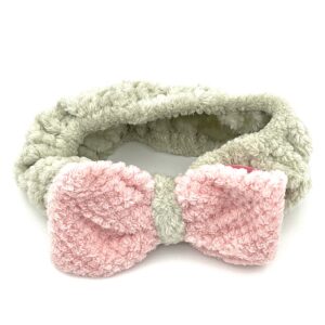 هدبند بافت پاپیون دار صورتی