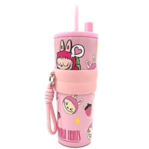 تراول ماگ لبوبو و توت فرنگی صورتی