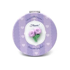 آینه جیبی گرد طرح گل یاسی