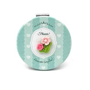 آینه جیبی گرد طرح گل سبز