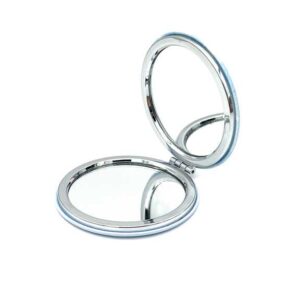 آینه گرد جیبی طرح گل آبی