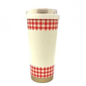 تراول ماگ استوانه ای چهارخونه قرمز پاپی