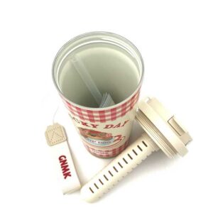 تراول ماگ استوانه ای چهارخونه قرمز پاپی