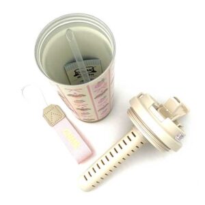 تراول ماگ راه راه پاپی و توت فرنگی صورتی