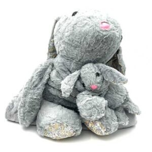 پتو بالشتی خرگوش بچه دار طوسی