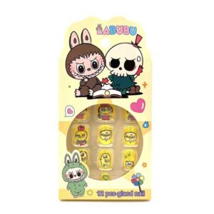 ناخن مصنوعی مستطیلی طرحدار زرد