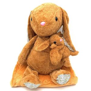 پتو بالشتی خرگوش بچه دار قهوه ای