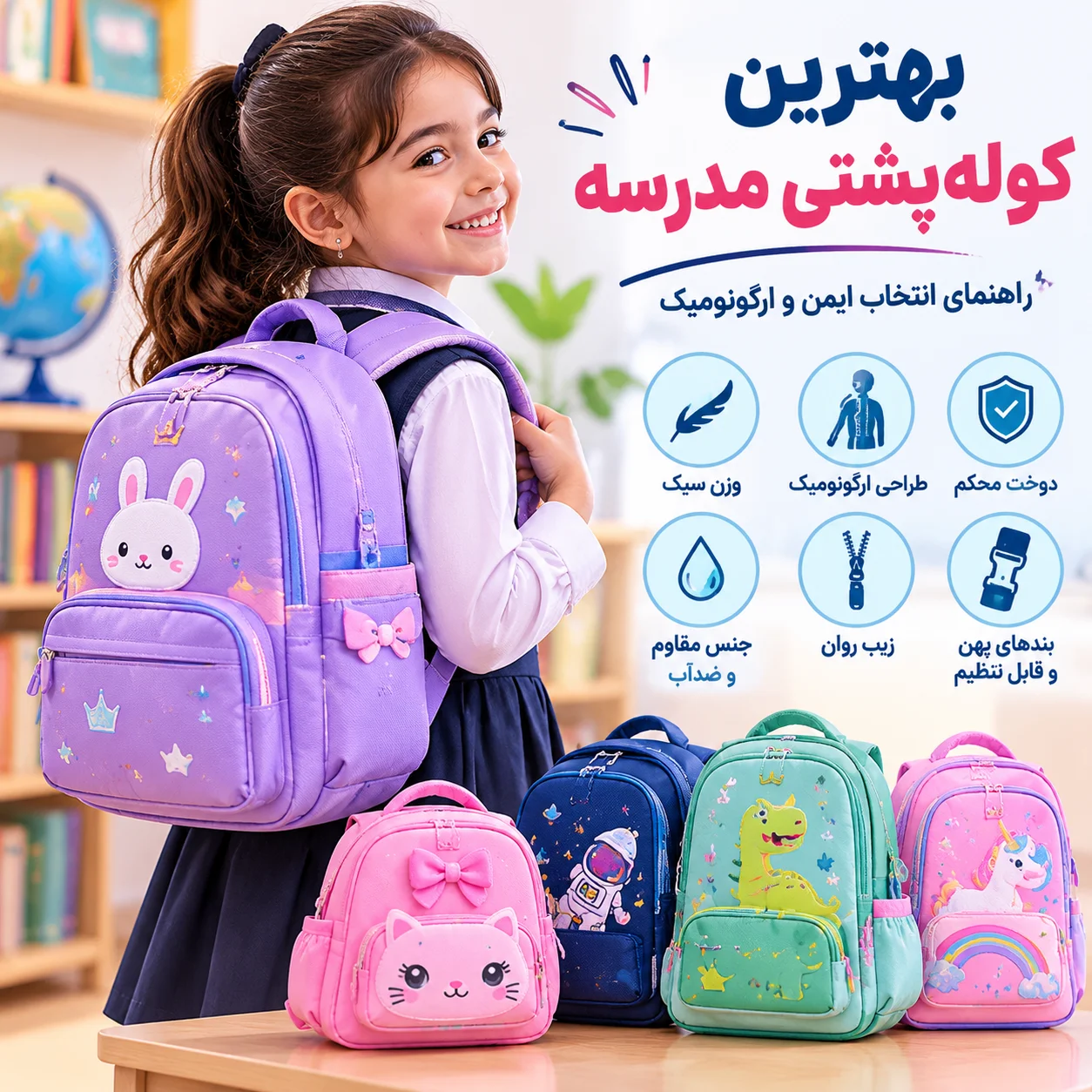 خرید کوله‌پشتی مدرسه فانتزی